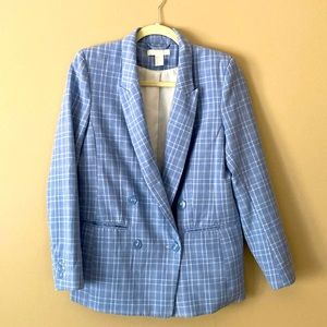 H&M light blue windowpane blazer